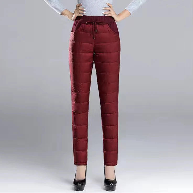 Winter Down Cotton Pencil Pants | Windproof High-Waist Warm Slim Trousers