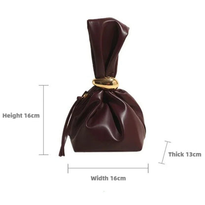 Pleated Mini Bucket Clutch Bag – Luxury Soft Leather Evening Pouch, Side Zipper, Women's Party Shoulder Bag - GiftWave.co