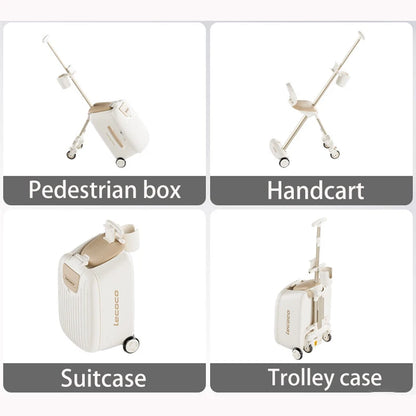 Kids 4-in-1 Detachable Ride-On Trolley Luggage 20" Boarding Suitcase Brake Wheel TSA Lock Boys Girls