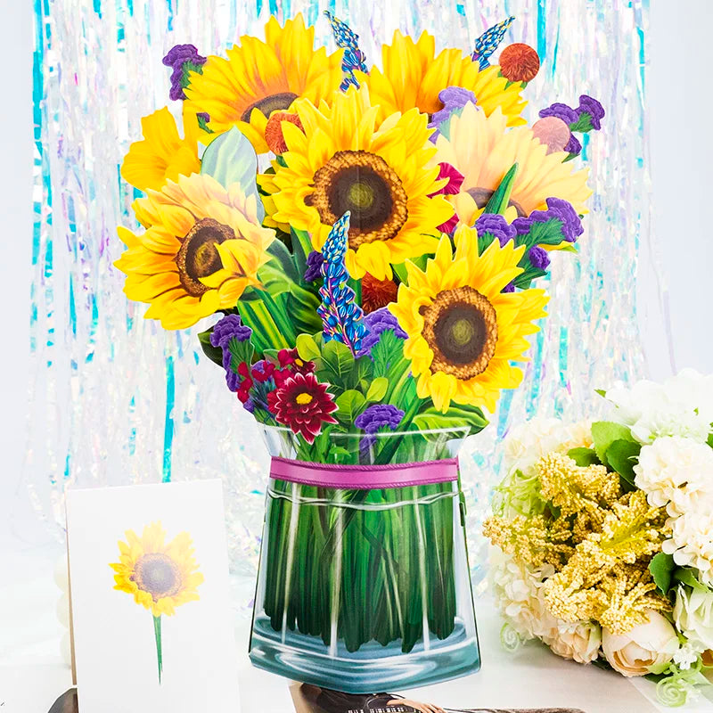Premium 3D Pop-Up Flower Bouquet Card | Forever Floral Greeting Set