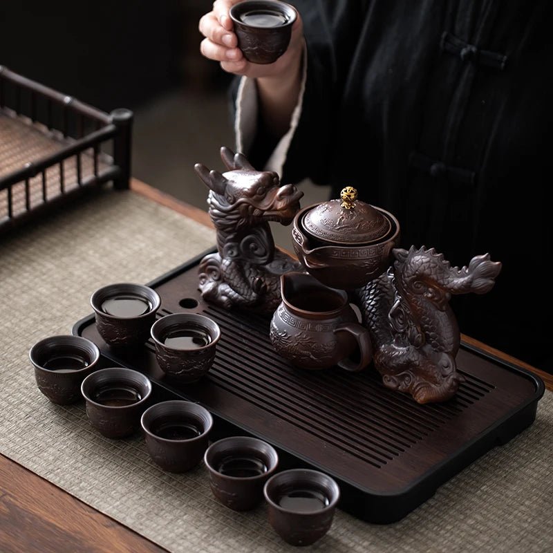 Creative Magnetic Rotating Water-Conducting, Semi-Automatic Dragon Tea Set — View 6