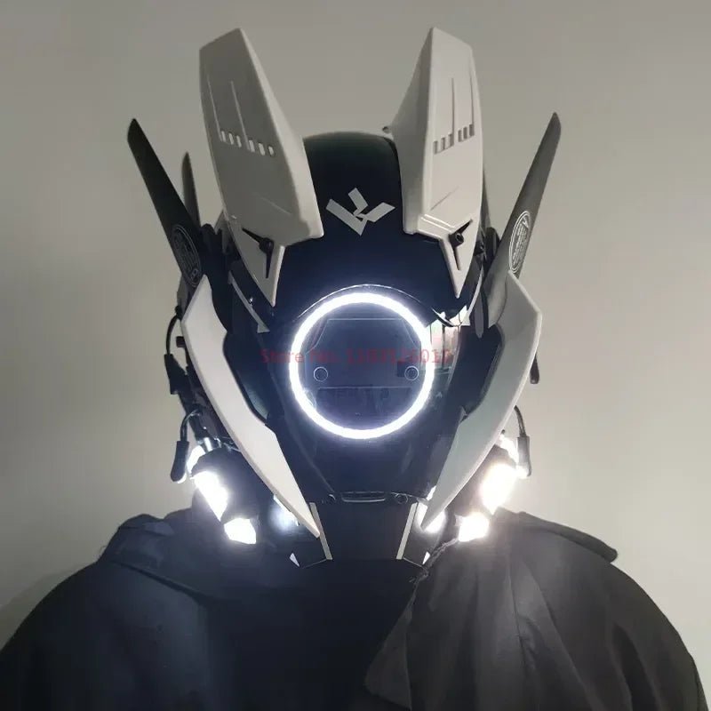 Cyberpunk Helmet Shinobi Mask: Robot Samurai Armor with LED Light — View 20