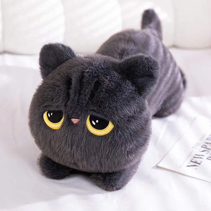 Cute Black Cat Plush Toy - Kawaii Cuddly Pillow Cushion