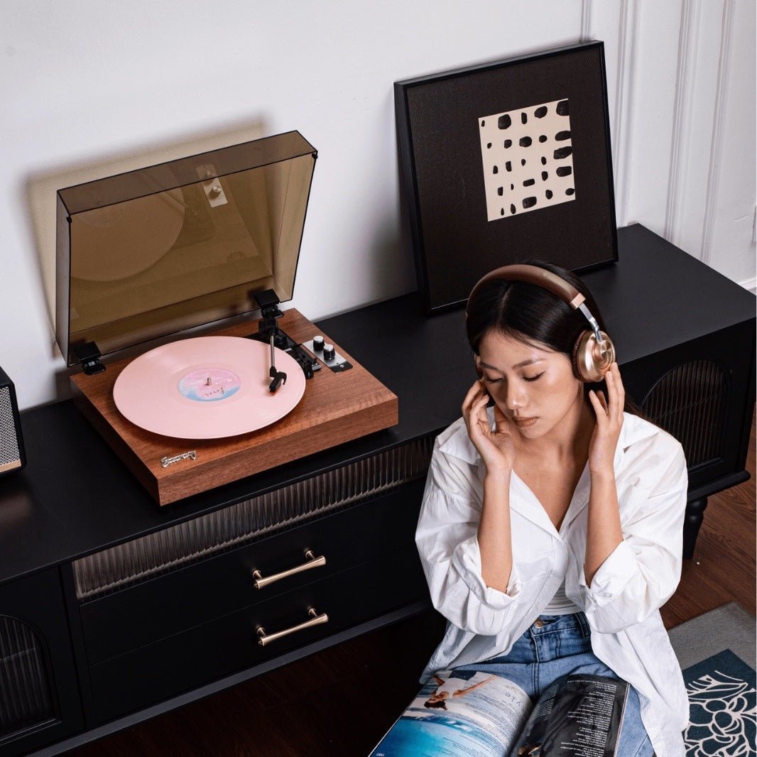 Retro Bluetooth Vinyl Record Player Built - in Speakers Walnut Wood Belt Drive Turntable - GiftWave.co