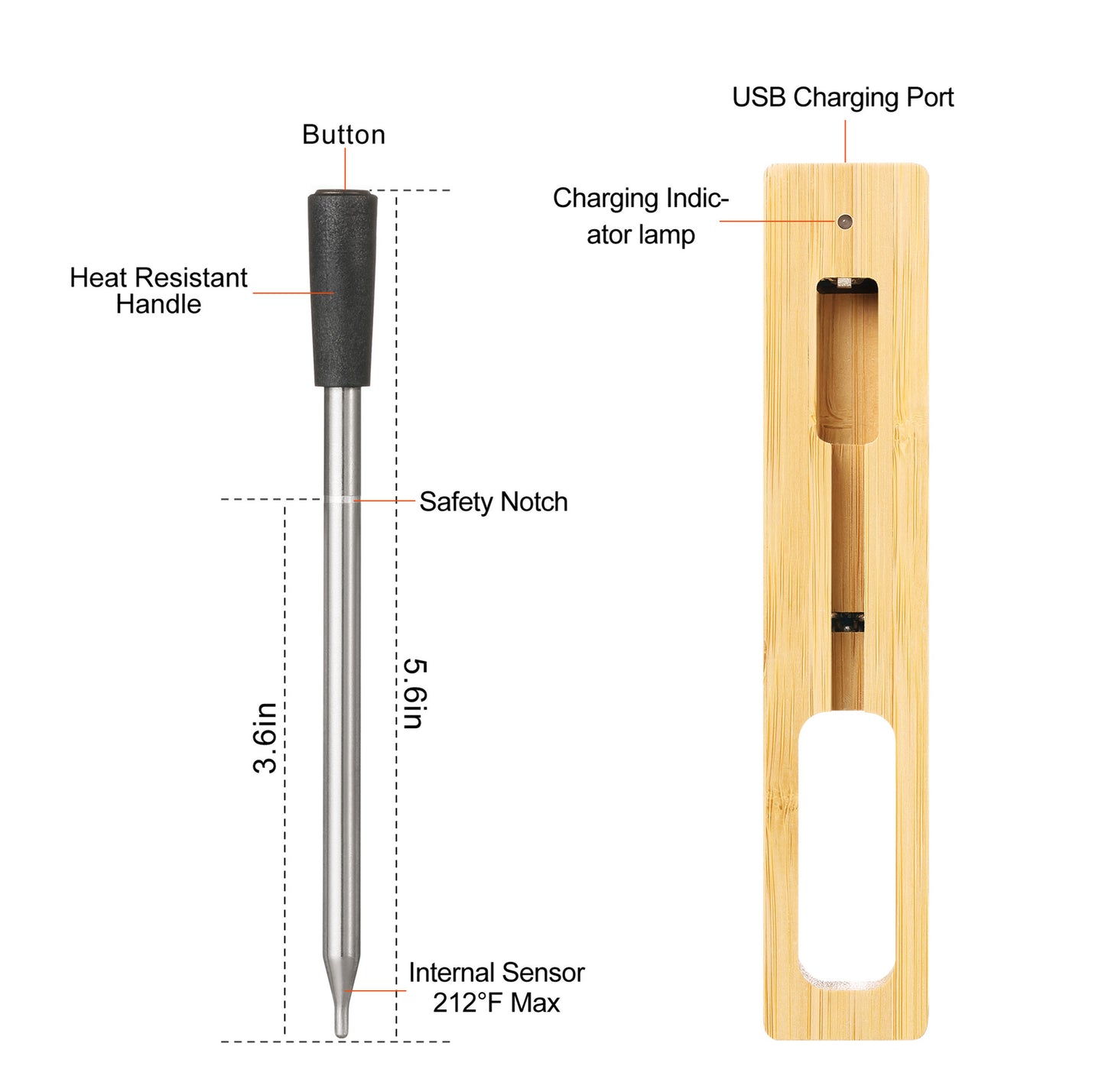 Wireless Bluetooth Meat Thermometer — Smart BBQ Probe for Grill, Smoker ... — View 5