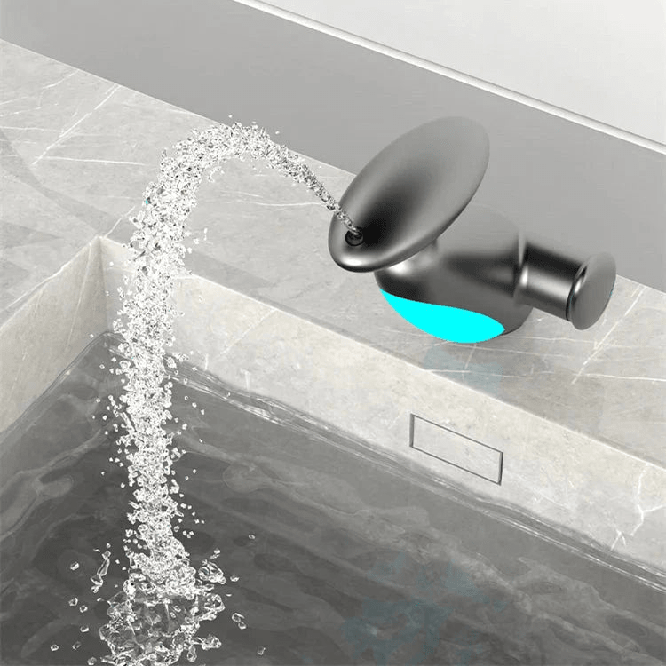 Basin Faucets: Gray Bathroom LED Sink Faucet with Pull-Out Spray — Gift Idea