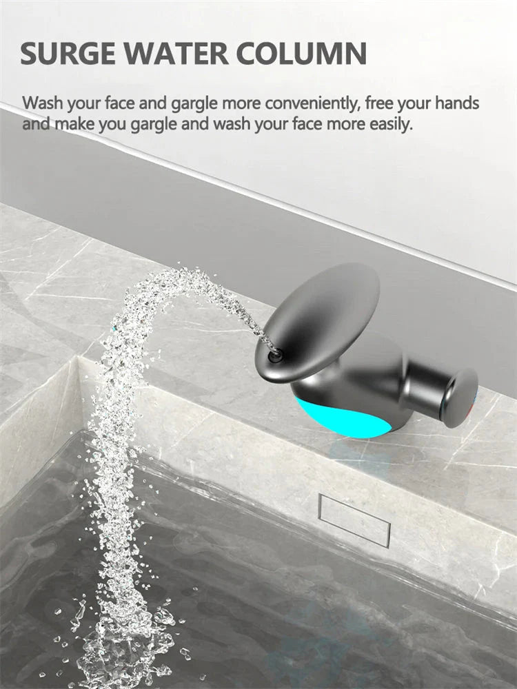 Basin Faucets: Gray Bathroom LED Sink Faucet with Pull - Out Spray - Homebound Essentials