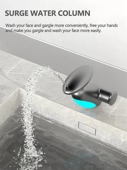 Basin Faucets: Gray Bathroom LED Sink Faucet with Pull - Out Spray - Homebound Essentials