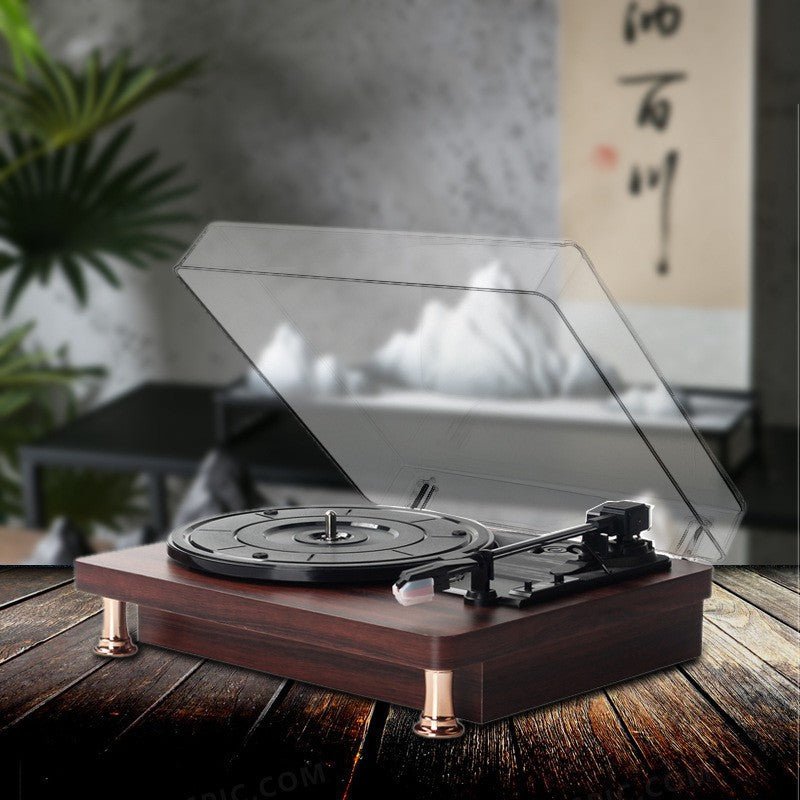 Vinyl Record Player Bluetooth Turntable Built - in Stereo Speakers 3 - Speed Belt Drive Wood - GiftWave.co