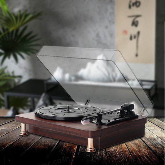Vinyl Record Player Bluetooth Turntable Built - in Stereo Speakers 3 - Speed Belt Drive Wood - GiftWave.co