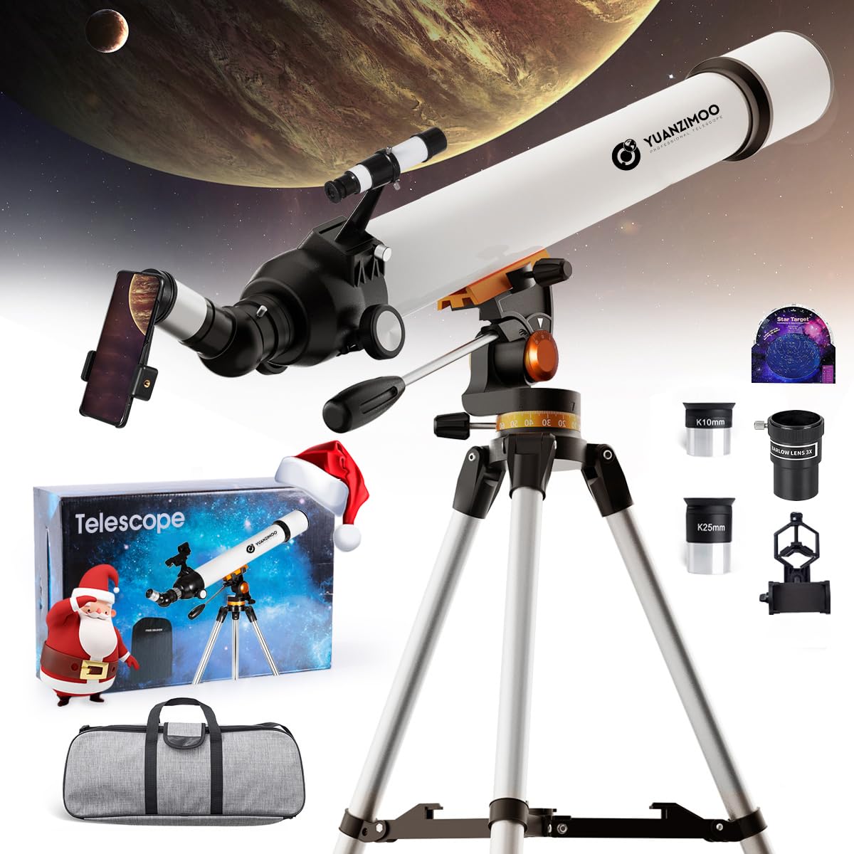 Beginner Refractor Telescope 70mm Aperture 700mm, Astronomy Telescope Adults Kids with Phone Adapter Tripod - GiftWave.co