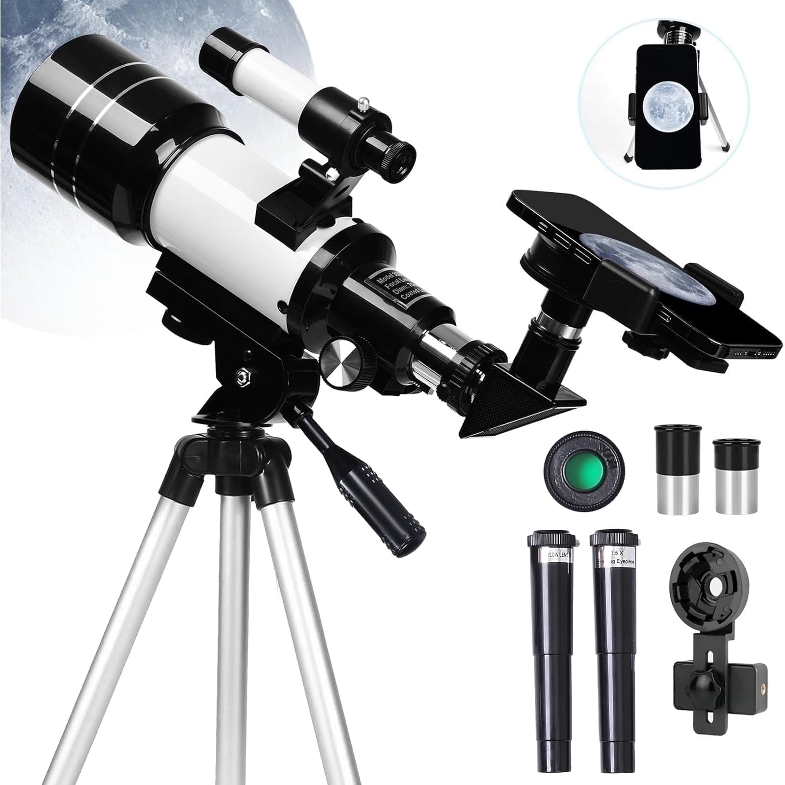 Beginner Refractor Telescope 70mm Aperture 700mm, Astronomy Telescope Adults Kids with Phone Adapter Tripod - GiftWave.co