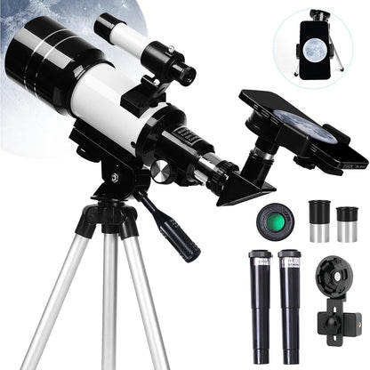 Beginner Refractor Telescope 70mm Aperture 700mm, Astronomy Telescope Adults Kids with Phone Adapter Tripod - GiftWave.co