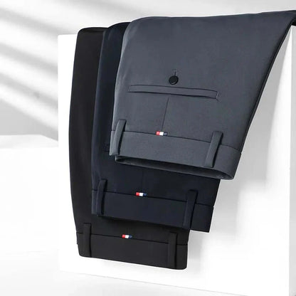 Business Office Ice Silk Men's Casual Pants - Summer Thin Nylon Trousers with Four Side Elastic - Homebound Essentials