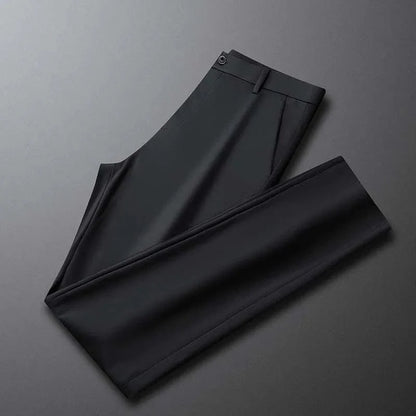 Business Office Ice Silk Men's Casual Pants - Summer Thin Nylon Trousers with Four Side Elastic - Homebound Essentials