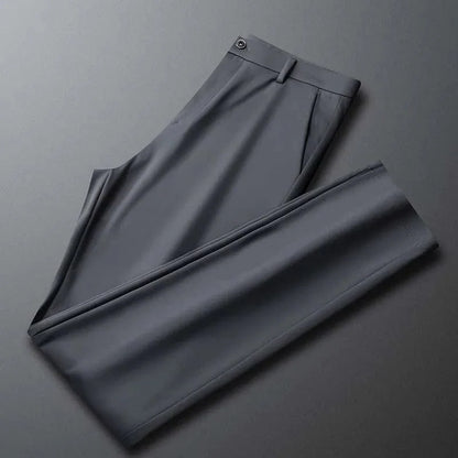 Business Office Ice Silk Men's Casual Pants - Summer Thin Nylon Trousers with Four Side Elastic - Homebound Essentials