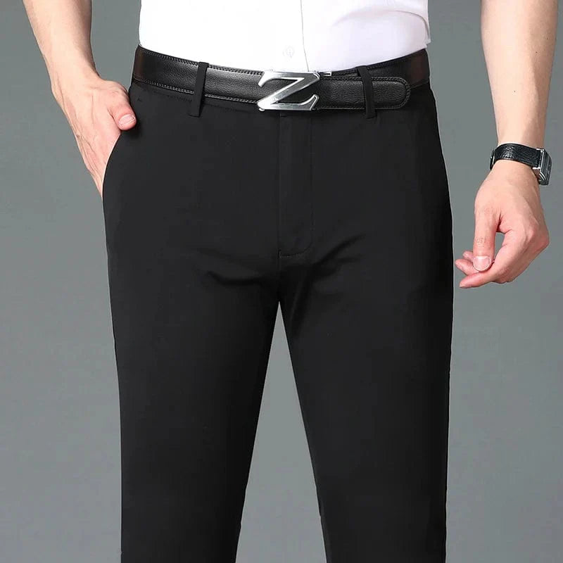Business Office Ice Silk Men's Casual Pants - Summer Thin Nylon Trousers with Four Side Elastic - Homebound Essentials