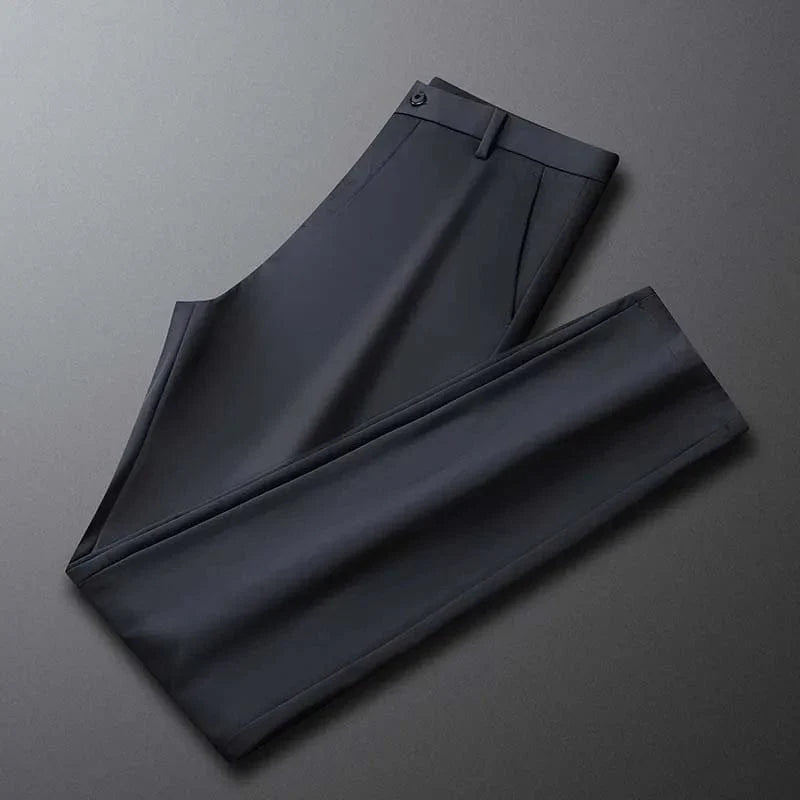 Business Office Ice Silk Men's Casual Pants - Summer Thin Nylon Trousers with Four Side Elastic - Homebound Essentials