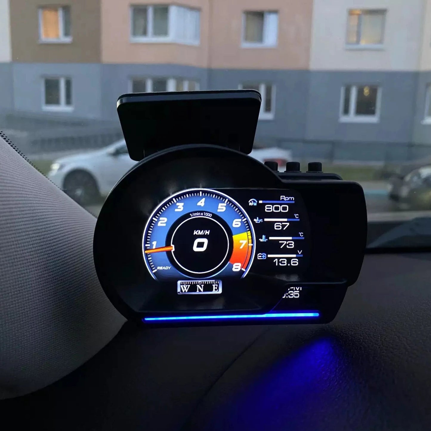 Car Head Up Display OBD2 Smart HUD Turbo Gauge RPM Speedometer Water Oil... — View 2