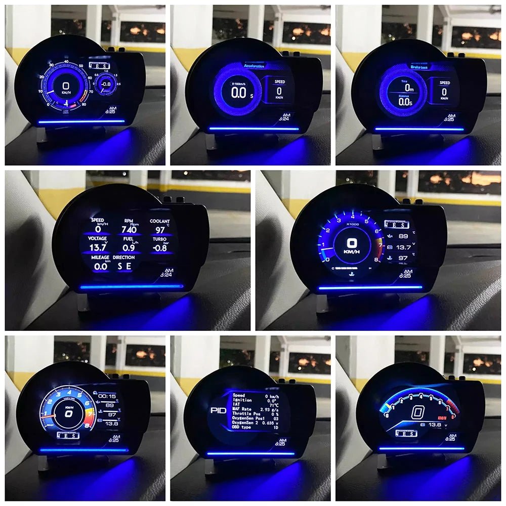 Car Head Up Display OBD2 Smart HUD Turbo Gauge RPM Speedometer Water Oil... — View 3