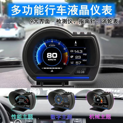 Car Head Up Display OBD2 Smart HUD Turbo Gauge RPM Speedometer Water Oil... — View 5
