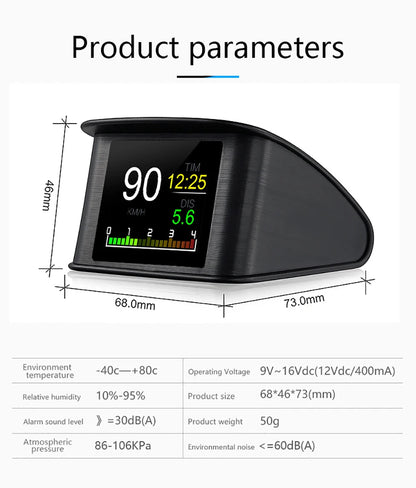 Car HUD Heads Up Display OBD2 GPS 5.5" Color Speedometer RPM Temperature... — View 9