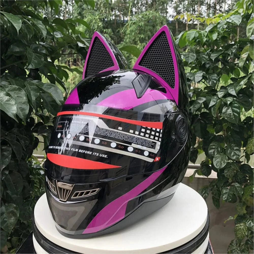 Cat Ear Motorcycle Helmet | Detachable Casco Moto Helmet | Full Face Fashion Helmet - Homebound Essentials