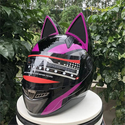 Cat Ear Motorcycle Helmet | Detachable Casco Moto Helmet | Full Face Fashion Helmet - Homebound Essentials