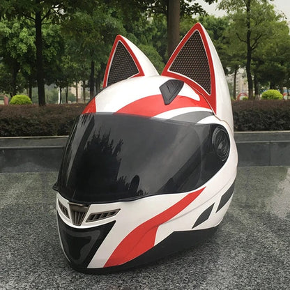 Cat Ear Motorcycle Helmet | Detachable Casco Moto Helmet | Full Face Fashion Helmet - Homebound Essentials