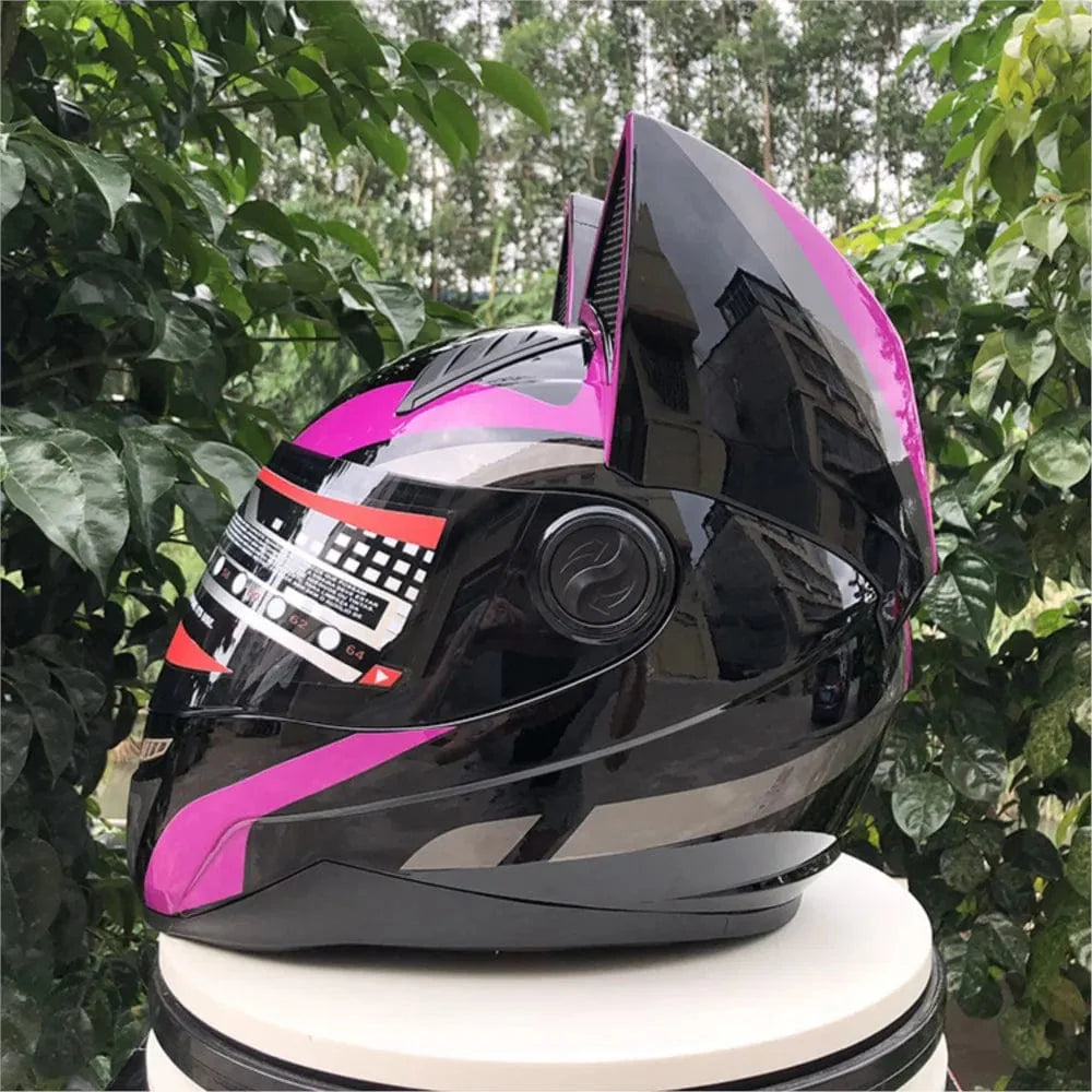 Cat Ear Motorcycle Helmet | Detachable Casco Moto Helmet | Full Face Fashion Helmet - Homebound Essentials