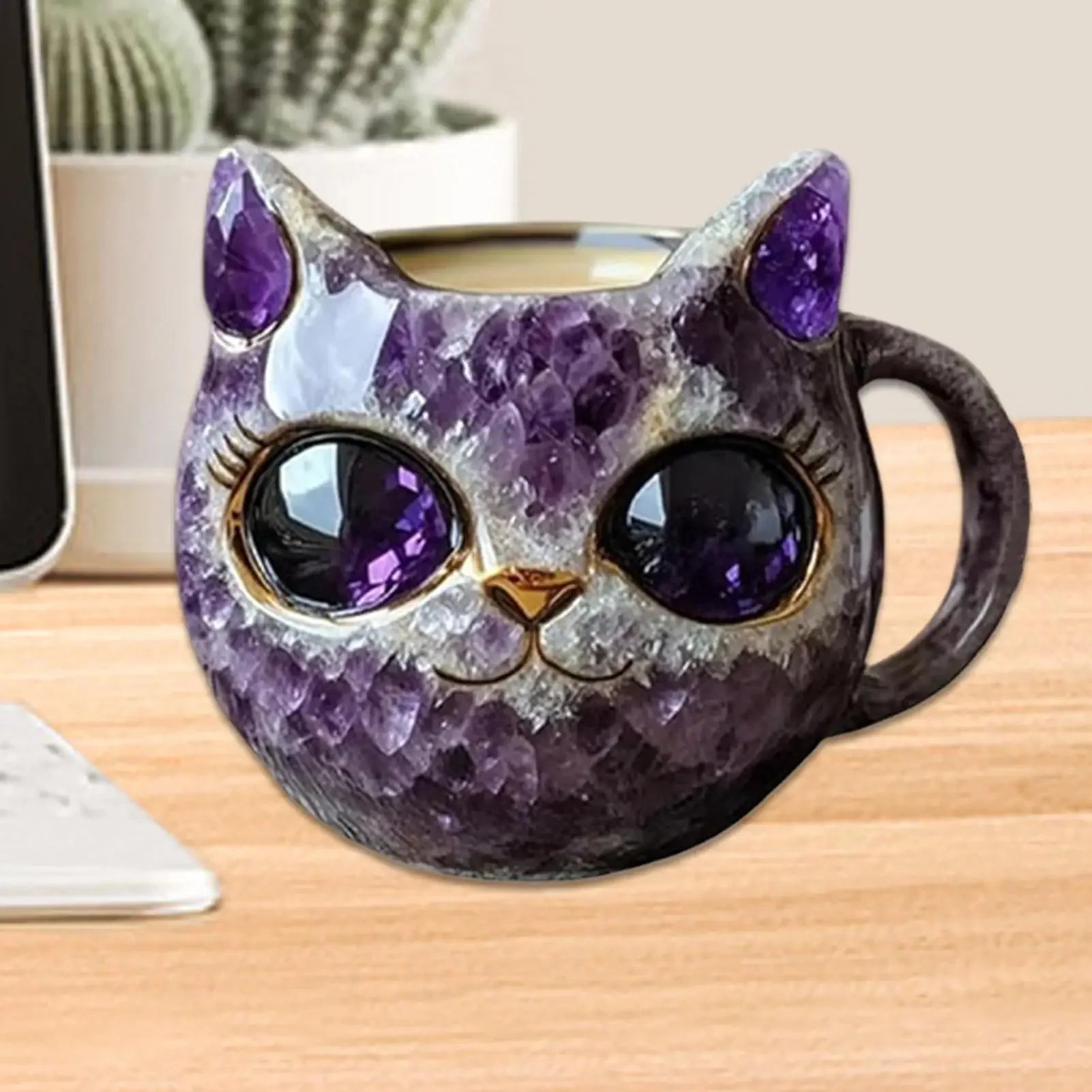 Cat Mineral Crystal Coffee Handmade Mugs - Homebound Essentials