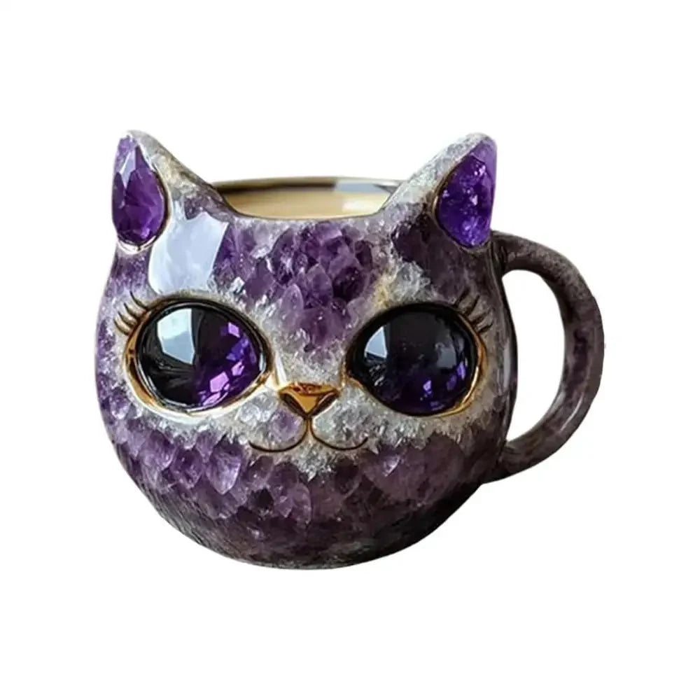 Cat Mineral Crystal Coffee Handmade Mugs - Homebound Essentials
