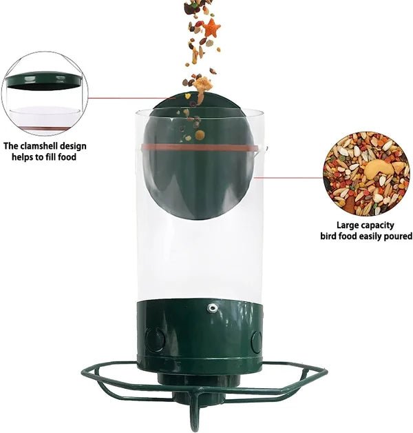Squirrel - Proof Bird Feeder Spinning Tube – 4 Ports 5lb Capacity Weight Activated Outdoor Hanging - GiftWave.co