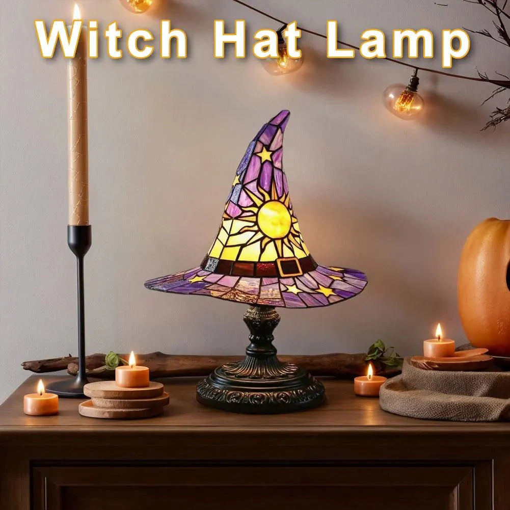 Creative Stained Glass Witch USB Hat Lamp - Homebound Essentials