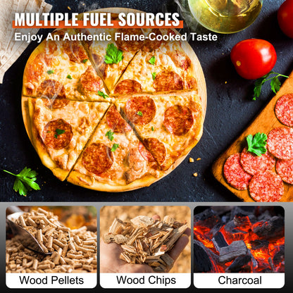 Portable Outdoor Pizza Oven Wood Fired – 12" Multi-Fuel Pellet Pizza Mak... — View 5