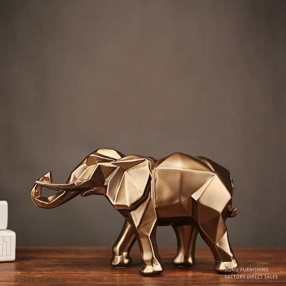 Elephant Statue Geometric Sculpture Abstract Animal Home Office Desk Dec... — View 4