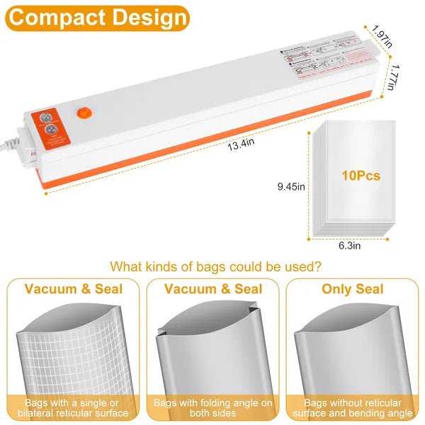 Food Vacuum Sealer Machine with Bags – 60kPa Auto Sealer, 3 Modes, Bag R... — View 3