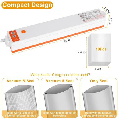 Food Vacuum Sealer Machine with Bags – 60kPa Auto Sealer, 3 Modes, Bag R... — View 3