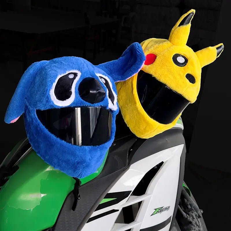 Fluffy Cartoon Motorcycle Helmet Cover Plush Set - Personalized Helmets Accessories - GiftWave.co