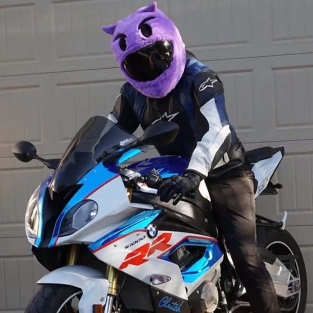 Fluffy Cartoon Motorcycle Helmet Cover Plush Set - Personalized Helmets Accessories - GiftWave.co