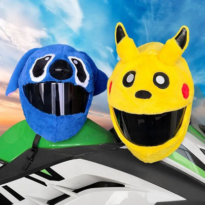 Fluffy Cartoon Motorcycle Helmet Cover Plush Set - Personalized Helmets Accessories - GiftWave.co