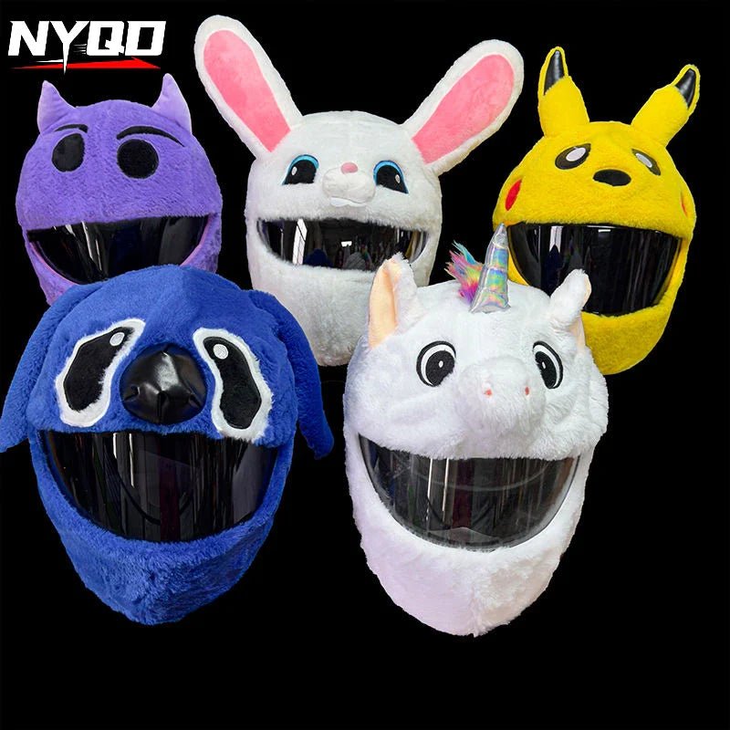 Fluffy Cartoon Motorcycle Helmet Cover Plush Set - Personalized Helmets Accessories - GiftWave.co