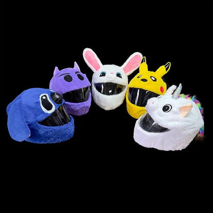 Fluffy Cartoon Motorcycle Helmet Cover Plush Set - Personalized Helmets Accessories - GiftWave.co