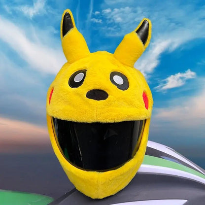 Fluffy Cartoon Motorcycle Helmet Cover Plush Set - Personalized Helmets Accessories - GiftWave.co