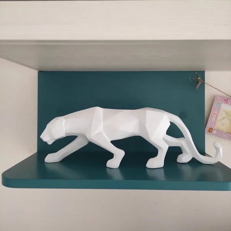 Geometric Panther Statue Resin Leopard Sculpture Abstract Animal Home Of... — View 4