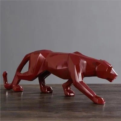 Geometric Panther Statue Resin Leopard Sculpture Abstract Animal Home Of... — View 9