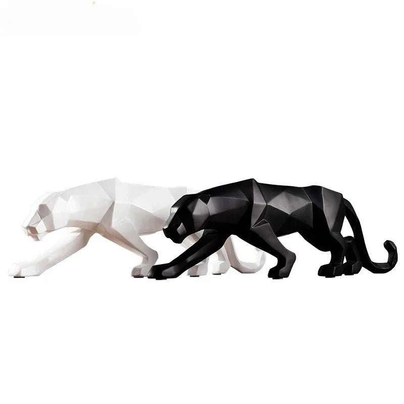 Geometric Panther Statue Resin Leopard Sculpture Abstract Animal Home Of... — View 2