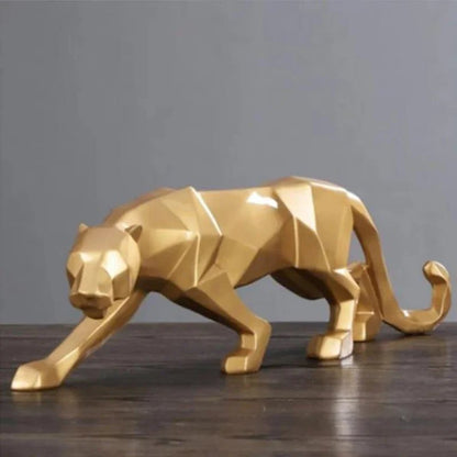 Geometric Panther Statue Resin Leopard Sculpture Abstract Animal Home Of... — View 8