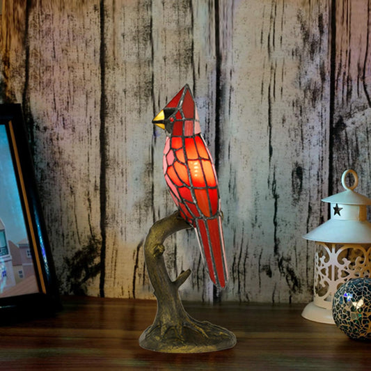 Handcrafted Colored Resin Bird Table Decor Lamp Stained Glass Effect Artistic Accent Light Home Gift - GiftWave.co