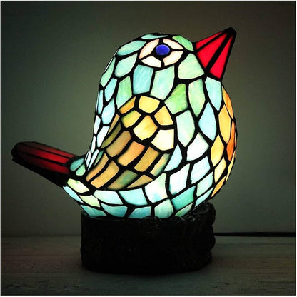 Handcrafted Colored Resin Bird Table Decor Lamp Stained Glass Effect Artistic Accent Light Home Gift - GiftWave.co